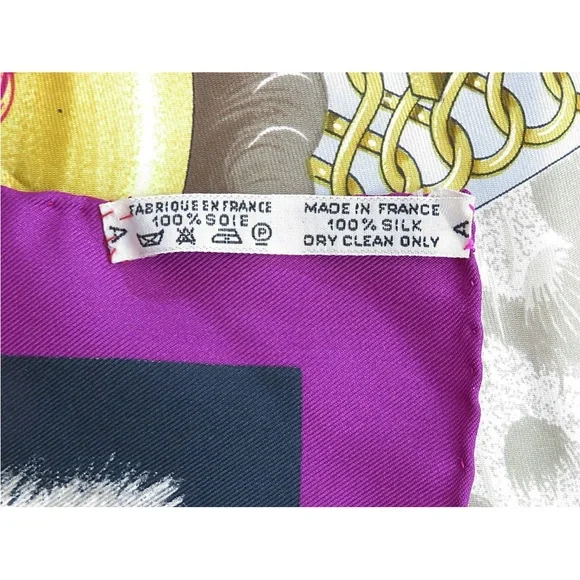 Hermes Purple and Gold Silk Scarf